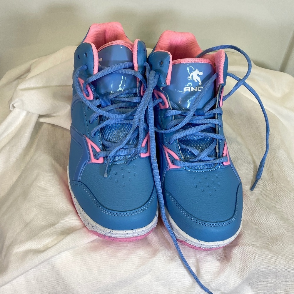 AND1 Pink Blue White High Top Sneakers Kids Sz 5 NEVER WORN